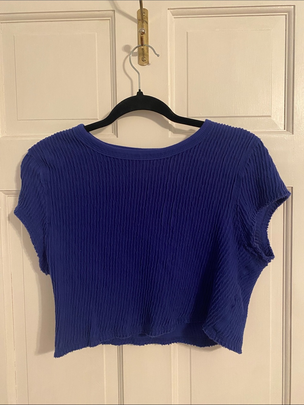 FP Movement by Free People Textured Ribbed Crop Top in Royal Blue